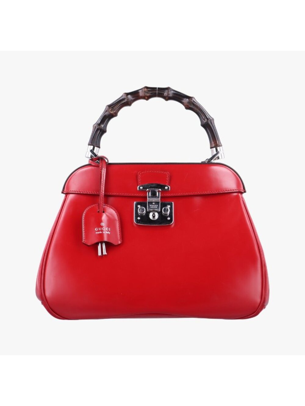 Gucci Bamboo Red Leather Handbag